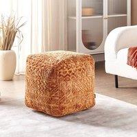 Wyld and Coco Golden Brown Tufted Pouffe 50 x 50 x 50 cm Viscose Thick EPS Filling