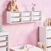 Wyld and Coco Wall Shelf with 6 Storage Boxes White