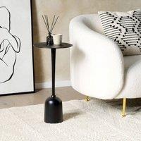 Wyld and Coco Black Metal Round Side Table 30cm - Geometric Modern End Table