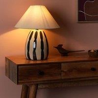 Wyld and Coco Table Lamp Beige and Black Ceramic 41cm White Cone Shade