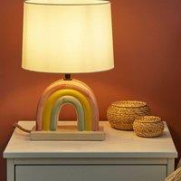Wyld and Coco Table Lamp - Multicolour Ceramic Rainbow Base with Drum Shade