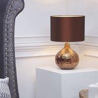 Wyld and Coco Teardrop Porcelain Table Lamp 43 cm Brown Faux Silk Drum Shade