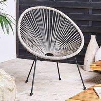 Wyld and Coco Papasan Garden Chair Light Grey PE Rattan with Steel Base