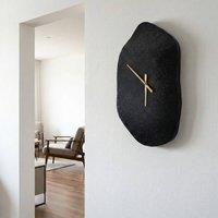 Wyld and Coco Black Iron Wall Clock 64 x 44 cm with Irregular Gold Hands