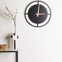 Wyld and Coco Nexa Home Wall Clock 40 cm Black Steel Ring Gold Hands Modern