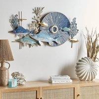 Wyld and Coco Blue and Gold Iron Handmade Wall Art Horizontal Modern Coastal Decor