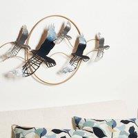 Wyld and Coco Multicolour Iron Bird Wall Sculpture - Modern Abstract Glam Wall Decor in Gold