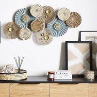 Wyld and Coco Blue Beige 3D Metal Circle Wall Art 900 x 480 mm