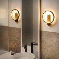 Wyld and Coco 2pc Black Round LED Wall Lamps Powder Coat Metal Silicone Diffuser