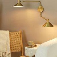 Wyld and Coco 2 Light Gold Steel Wall Lamp Adjustable Drum Shades Modern
