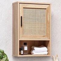 Wyld and Coco Light Brown Particle Board Wall Cabinet 40 x 60 cm with Rattan Front in Natural