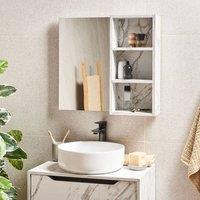 Wyld and Coco White Marble-Effect Wall Cabinet with Mirror W600 x D140 x H540 mm