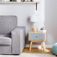 Wyld and Coco Scandinavian Bedside Table Nightstand Light Brown and Grey 1 Drawer