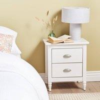 Wyld and Coco White Pine Bedside Table Nightstand - 2 Drawers Retro Curvy Design