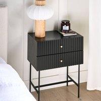 Wyld and Coco 2-Drawer Bedside Table Black and Gold Modern Nightstand