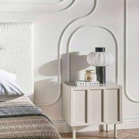 Wyld and Coco Cashmere Bedside Table - Beige MDF with Metal Legs Two Shelves