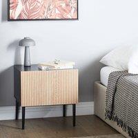 Wyld and Coco Bedside Table - Black MDF with Ribbed Natural Ash Front 1 Drawer