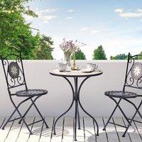 Wyld and Coco Vintage Outdoor Bistro Table Black Iron Ceramic Mosaic Top One