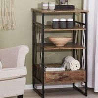 Wyld and Coco Console Table TV Stand Dark Brown Metal 3 Shelves 1 Drawer