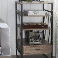 Wyld and Coco Taupe Console Table TV Stand - 3 Shelves 1 Drawer in Brown