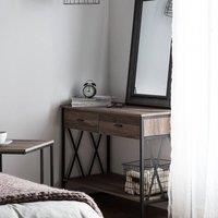 Wyld and Coco Taupe Melamine Console Table Black Metal Frame 107 x 46 cm 2 Drawers in Brown