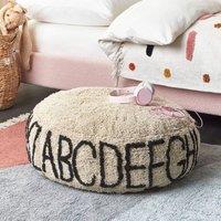 Wyld and Coco Alphabet Floor Cushion 60 x 60 cm Beige Cotton