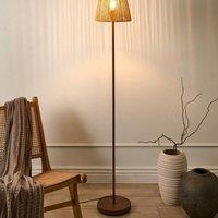 Wyld and Coco Floor Lamp - Brown Paper Rope Shade Matte Iron Base