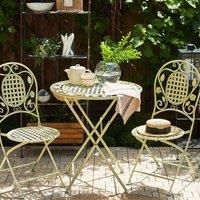 Wyld and Coco Garden Bistro Light Green Foldable Iron Round Table 70 cm