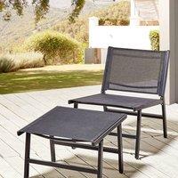 Wyld and Coco Folding Garden Chair with Footrest - Black Textilene
