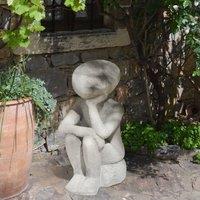 Wyld and Coco Grey Fibre Clay Figurine Contemplative Indoor Outdoor