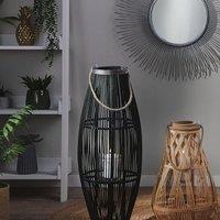 Wyld and Coco Willow Lantern Black 84 cm Boho Bamboo and Glass Cage Lantern