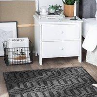 Wyld and Coco Grey Viscose Geometric Hand-Woven Flatweave Rug 80 x 150 cm | Size: 80 cm x 150 cm