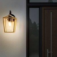 Wyld and Coco Outdoor Wall Light Gold Matte Iron and Glass Sconce