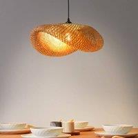 Wyld and Coco Elora Bamboo Pendant Lamp Woven Shade Light Brown in Natural