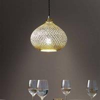 Wyld and Coco 88cm Gold Carved Glass Pendant Light E27