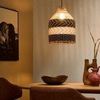 Wyld and Coco Pendant Lamp Handmade Black and White Rattan Shade Iron Boho Lighting
