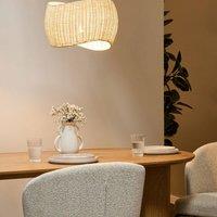 Wyld and Coco Natural Rattan Pendant Lamp - Irregular Iron Frame Boho