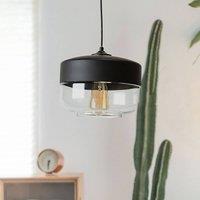 Wyld and Coco Clear Glass Pendant Lamp Black - Modern Geometric Round