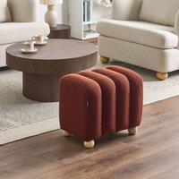 Wyld and Coco Boucle Teddy Pouffe in Golden Brown with Wooden Legs