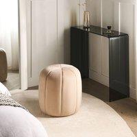 Wyld and Coco Beige Velvet Round Pouffe - Versatile Footstool and Extra Seat