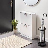 Wyld and Coco Shoe Storage Cabinet - White MDF 2 Compartments