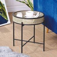 Wyld and Coco Detachable Top Round Side Table - Matt Black 36 cm in Natural