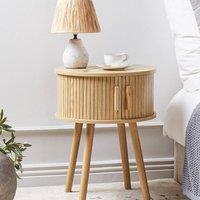 Wyld and Coco Nightstand 45 cm Light Brown - Sliding Doors Pine Legs
