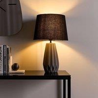Wyld and Coco Grey Faceted Ceramic Table Lamp with Linen Drum Shade