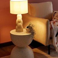 Wyld and Coco Beige Ceramic Table Lamp with Cone Linen Shade 30 x 30 x 51 cm