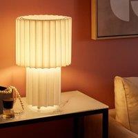 Wyld and Coco Linen Bedside Lamp - White Ceramic Base 40 cm Drum Shade