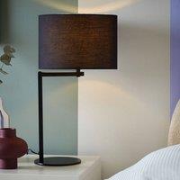 Wyld and Coco Black Iron Table Lamp 49cm Drum Shade Modern Bedside Light