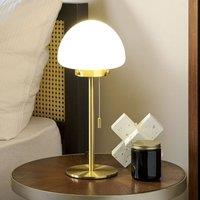Wyld and Coco Table Lamp - White Glass Shade Gold Metal Base Pull Switch Minimalist