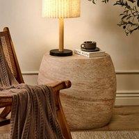Wyld and Coco Beige Linen Table Lamp Matte Iron Base Scandinavian Modern