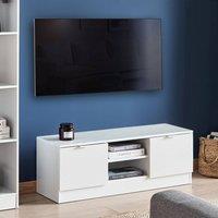 Wyld and Coco Nordic 102cm White TV Stand with 2 Drawers and Open Shelves